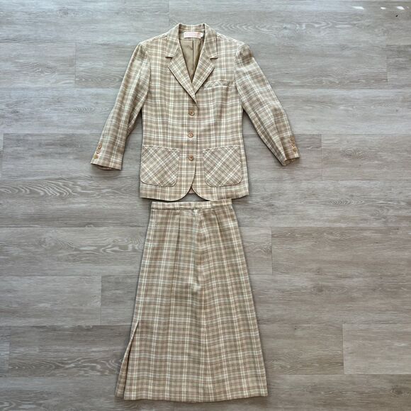 Vtg Pendleton 100% Wool Plaid Blazer & Skirt Set Women's-Size 6 - Picture 1 of 15